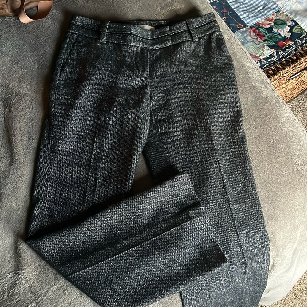 LOFT Wide Leg Wool Blend Trousers